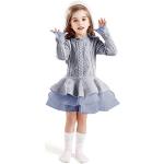 Graue Langärmelige Kinderkleider mit Ärmeln aus Acryl für Babys für den für den Herbst 