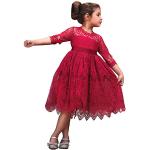 Reduzierte Rote Bestickte Elegante Kinderfestkleider aus Spitze für Mädchen 