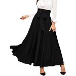 Schwarze Gepunktete Elegante Maxiröcke mit Rüschen ohne Verschluss aus Musselin für Damen Größe L Große Größen für Hochzeitsgäste für den für den Herbst 