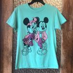Türkise Vintage Entenhausen Minnie Maus T-Shirts mit Maus-Motiv aus Baumwolle für Damen 