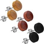 Tumundo® 1 Paar Ohr-Stecker Ohrringe Holz Perle Kugel Dunkel-Braun Beige Natur Button Modeschmuck Ohr-Schmuck, Variante:3 Farben Set