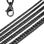 Tumundo® Halskette Herren Kubanische Panzerkette Edelstahlkette Königskette Armband Herrenschmuck, Modell:schwarz - Ø 4mm - 55cm
