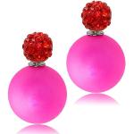 Pinke Tumundo Strass Ohrringe matt aus Kristall mit Strass für Damen 