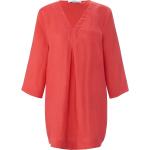 Rote 3/4-ärmelige Peter Hahn Nachhaltige V-Ausschnitt Tunika-Blusen mit Vogel-Motiv aus Leinen maschinenwaschbar für Damen Größe L für den für den Sommer 