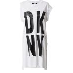 Schwarze Kurzärmelige DKNY Tunika-Blusen für Damen Größe M 