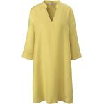 Gelbe Kurzärmelige Peter Hahn Nachhaltige Tunika-Blusen mit Knopf aus Leinen maschinenwaschbar für Damen Größe XXL 