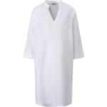 Reduzierte Weiße Kurzärmelige Peter Hahn Nachhaltige Tunika-Blusen mit Vogel-Motiv mit Knopf aus Leinen maschinenwaschbar für Damen Größe L 