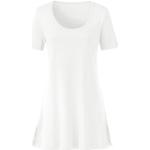 Weiße Unifarbene Kurzärmelige Waschbär Bio Nachhaltige Longshirts aus Baumwolle für Damen Größe L 