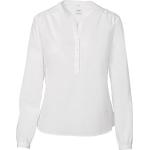 Weiße Casual Hakro V-Ausschnitt Tunika-Blusen mit Knopf aus Popeline für Damen Größe XS für den für den Sommer 