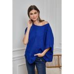 Blaue Halblangärmelige Rundhals-Ausschnitt Tunika-Blusen für Damen Größe XXL 