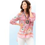 Rosa bader V-Ausschnitt Tunika-Blusen mit Knopf aus Viskose für Damen Größe L Große Größen 
