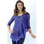 Royalblaue Tunika-Blusen mit Pailletten aus Chiffon Handwäsche für Damen Größe M für den für den Sommer 