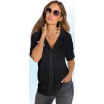 Schwarze bader Tunika-Blusen durchsichtig mit Knopf aus Polyester für Damen Größe XL Große Größen 