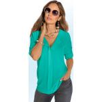 Smaragdgrüne bader Tunika-Blusen durchsichtig mit Knopf aus Polyester für Damen Größe M Große Größen 