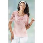 Rosa Kurzärmelige bader Tunika-Blusen durchsichtig aus Polyester für Damen Größe XXL 