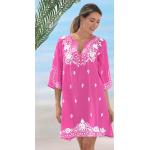 Fuchsiafarbene Bestickte bader Sommerkleider aus Baumwolle für Damen Größe XXL für den für den Sommer 