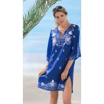 Royalblaue Bestickte bader Tunika-Kleider aus Baumwolle für Damen Größe XL 