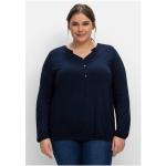 Reduzierte Mitternachtsblaue Langärmelige Sheego V-Ausschnitt Tunika-Blusen aus Jersey für Damen Größe 3 XL Große Größen 
