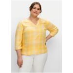 Reduzierte Gelbe Karo 3/4-ärmelige Sheego Rundhals-Ausschnitt Tunika-Blusen für Damen Größe 3 XL Große Größen 