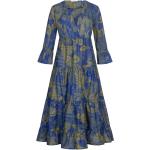 CALIBAN Kleid aus Baumwolle mit floralem Muster in Blau-Grün gemustert Onlineshop inBlauMehrfarbigGrün
