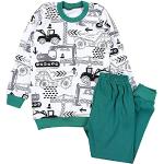 TupTam Kinder Jungen Pyjama Schlafanzug Set Langarm Nachtwäsche 2-teilig, Farbe: Bagger/Grün, Größe: 116