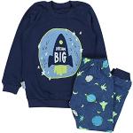 TupTam Kinder Jungen Pyjama Schlafanzug Set Langarm Nachtwäsche 2-teilig, Farbe: Dream Big/Kosmos Dunkelblau/Grün, Größe: 122