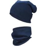 Dunkelblaue Mütze Schal Handschuh Sets für Kinder aus Jersey für Jungen für den für den Frühling 