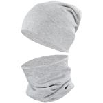 Graue Mütze Schal Handschuh Sets für Kinder aus Jersey für Jungen 