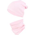 Pinke Mütze Schal Handschuh Sets für Kinder aus Jersey für Jungen 