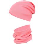 Pinke Mütze Schal Handschuh Sets für Kinder aus Jersey für Jungen 