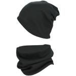 Schwarze Mütze Schal Handschuh Sets für Kinder aus Jersey für Jungen 