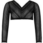 Reduzierte Schwarze Unifarbene Turi Landhaus V-Ausschnitt Festliche Blusen aus Spitze für Damen Größe L 