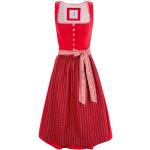 Rote Elegante Ärmellose Turi Landhaus Midi Mididirndl mit Knopf aus Baumwolle enganliegend für Damen 2-teilig 