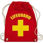 Turnbeutel Rucksack - Karneval & Fasching - Taschen - Lifeguard Rettungsschwimmer Wasserrettung Baywatch - Unisize - Rot - geschenk für schwimmer karnevalsbeutel faschings schwimm stoffrucksack