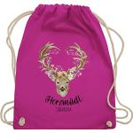 Fuchsiafarbene Trachtentaschen & Dirndltaschen mit Hirsch-Motiv aus Stoff für Damen klein zum Oktoberfest 