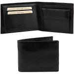 Tuscany Leather Exklusive Herren Brieftasche aus Leder mit 2 Scheinfächern und Münzfach Schwarz