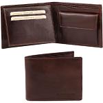 Tuscany Leather Exklusive Herren Brieftasche aus Leder mit 2 Scheinfächern und Münzfach Dunkelbraun