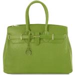 Tuscany Leather TLBag Handtasche aus Leder mit goldfarbenen Beschläge Grün