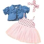 Rosa Gepunktete Ärmellose Midi Kindertüllkleider aus Mesh für Babys für den für den Sommer 