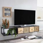 Schwarze Moderne TV-Lowboards & Fernsehtische Lackierte aus Massivholz mit Schublade Breite 100-150cm, Höhe 0-50cm, Tiefe 0-50cm 