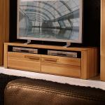 Braune BestLivingHome TV-Lowboards & Fernsehtische lackiert aus Massivholz mit Schublade Breite 100-150cm, Höhe 0-50cm, Tiefe 0-50cm 