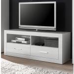 Weiße Moderne Nachhaltige TV-Lowboards & Fernsehtische aus Holz mit Rollen Breite 100-150cm, Höhe 50-100cm, Tiefe 0-50cm 