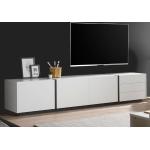 TV-Lowboard Design-M in weiß matt und Fresco grau 250 x 50 cm
