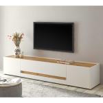 TV Lowboard in Weiß und Wildeiche Optik 220 cm breit