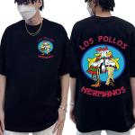 TV-Serie Breaking Bad Los Pollos Hermanos T-Shirts mit doppelseitigem Druck, lustige Chicken Brothers Herren-T-Shirt Streetwear