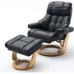 Schwarze Topdesign Relaxsessel mit Hocker aus Glattleder Breite 50-100cm, Höhe 100-150cm, Tiefe 50-100cm 