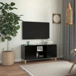 Schwarze Skandinavische TV Schränke & Fernsehschränke aus Massivholz Breite 100-150cm, Höhe 0-50cm 