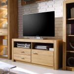 Hellbraune Moderne Natura Classico TV Schränke & Fernsehschränke geölt aus Massivholz mit Schublade Breite 100-150cm, Höhe 50-100cm, Tiefe 0-50cm 