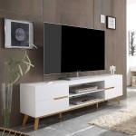 Weiße Skandinavische Topdesign TV Schränke & Fernsehschränke lackiert aus Massivholz mit Schublade Breite 150-200cm, Höhe 50-100cm, Tiefe 0-50cm 