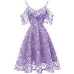 Lila Vintage Midi Chiffon-Abendkleider aus Chiffon für Damen Größe M für Brautjungfern für den für den Sommer 